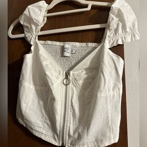 White cap sleeve top